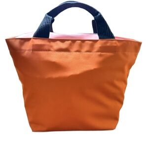 Hervé Chapelier Orange and Pink Two Tone Square Bottom Nylon Tote Bag